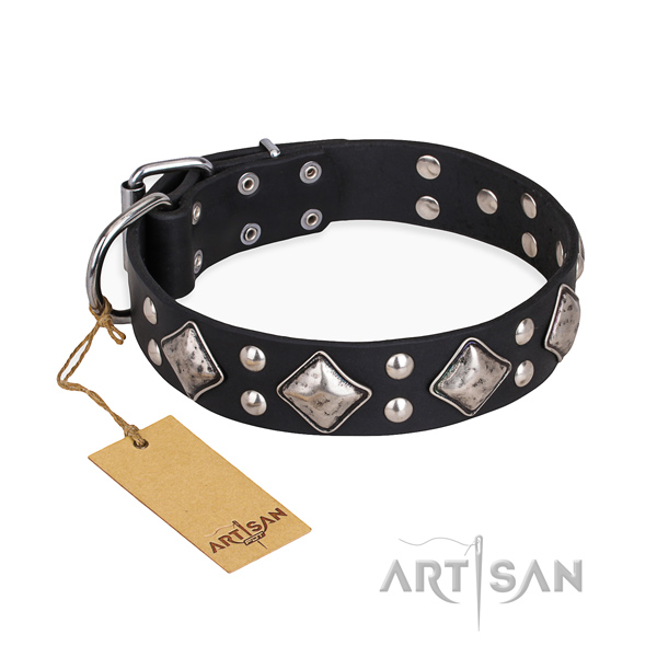 Ruiten hondenhalsband leer met studs "Smart Geometry"FDT Artisan - Klik op de afbeelding om het venster te sluiten